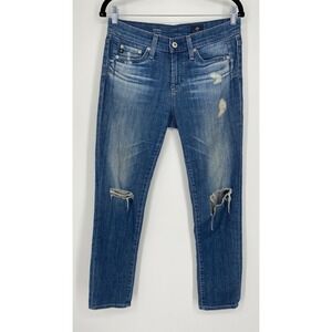 AG Adriano Goldschmied The Beau Jeans Women's 25 Slouchy‎ Skinny Distressed Blue
